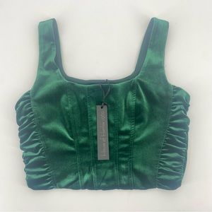 House of Harlow 1960 Emerald Green Velvet Tank Top with Ruched Sides